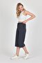 High Waist Pocketed Relaxed Fit Transitional Women's Below Knee 3-Piece Bermuda Black-Navy Blue-Anthracite Capri - 4