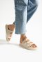 Beige Vegan Leather Three Buckle Gold Detailed Women's Slippers |   Stylish Summer Model with Orthopedic Soles - 5