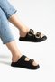 Black Straw Textured Gold Buckle Orthopedic Women's Slippers |   Stylish, Lightweight and Comfortable Summer Casual Model - 5