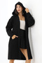 Women's Black Oversize Pocket Hooded Knitwear Cardigan