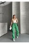 Women's Knee Draped Waist Trousers with Lace Detail Pocket Top with Ear Parachute Model Pants - 4
