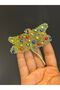 8X5 cm Iron-On Stone Embellishment Dragonfly Emblem Green