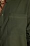 Women's Oversize Wide Cut 100% Cotton Muslin Fabric Long Sleeve Textured Khaki Shirt with Pockets - 4