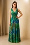 Double-Breasted Neck Fitted Waist Tulle Maxi Evening Dress