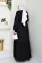 Women's Modest Long Black Crepe Dress - 6
