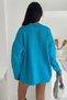 Women's Turquoise Wide Fit Standard Size Double Pocket Button Detailed Off Shoulder Oversize Knitwear Cardigan - 8