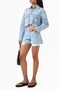 Denim Women's Shorts with Raw Hem and Five Pockets Design Light Blue - 2