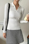 White Ribbed Polo Neck Knitwear Sweater