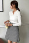 White Ribbed Polo Neck Knitwear Sweater - 6