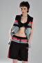 Women's Stripe Detailed and Denim Garnished Design Bermuda Shorts - 4