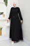 Women's Modest Long Black Crepe Dress - 3
