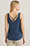Women's Navy Blue White Plaid V Neck Sleeveless Stylish Summer Blouse - 3