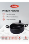 Pressed Aluminum Nonstick Casserole with Glass Lid and Induction Bottom, 30cm, Black - 7