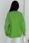 Women's Green Wide Fit Standard Size Double Pocket Button Detailed Off Shoulder Oversize Knitwear Cardigan - 8