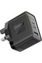 45W Power Delivery GaNFast™ Charger, Dual USB-C Ports, and Quick Charge USB-A Port