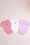 Embroidered Baby Girl Short Sleeve Snap Body 3-Piece
