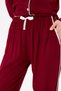 Women's 100% Cotton Woven Fabric Burgundy Color White Piping Shirt Collar Buttoned Top with Pockets Pajama Set - 8