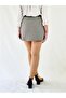 Black Checked Woven Shorts Skirt with Back Skirt Look - 7