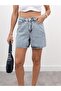 Women's Denim Vest Blue Shorts Set - 4