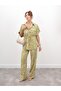 Women's Mixed Pattern Oil Green Bottom Top Set - 3