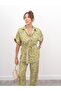 Women's Mixed Pattern Oil Green Bottom Top Set