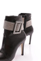 4258 Women's Pointed Toe Crystal Stone Belt Buckle Thin Heeled Boots - 4