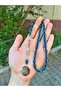 Name Detailed Petrol Blue Silver Tasseled Fire Amber Prayer Beads - 5