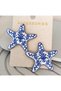 Blue White Ceramic Starfish Earrings(5X5Cm) - 2
