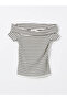 Boat Neck Striped Short Sleeve Women's Blouse - 5