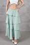Women's Mint Flounced Layered Elastic Waist Kupra Lined Crepe Skirt Suitable for Hijab - 8