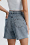 Copy - Women's Pleated High Waist Buttoned Flexible Mini Jeans Skirt with Lyras - 4