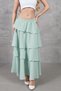 Women's Mint Flounced Layered Elastic Waist Kupra Lined Crepe Skirt Suitable for Hijab - 4