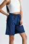 Copy - Women's Pleated High Waist Buttoned Flexible Mini Jeans Skirt with Lyras - 7