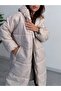 Hooded Lace Detailed Zippered Puffer Coat -Ecru -Collection - 3