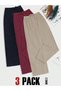 3-Piece Breathable Fabric Ribbon Waist Detailed Printed Pocketless Women's Pajama Bottoms - 2