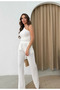Single Sleeve Women's Seersucker Pants-Blouse Set - 4