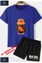 Children's Unisex "Baby Orange Hat Baby Written" Special Printed Crew Neck T-Shirt - Shorts Set