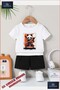 Kids Unisex “Panda Ninja Sword“ Custom Printed Crew Neck T-Shirt - Shorts Set