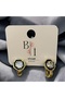 Black Detailed Gold Stone Earrings