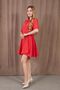 Women's Red Short Sleeve Etegi Flounce Crepe Classic Dress 700-3752 - 4