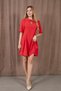 Women's Red Short Sleeve Etegi Flounce Crepe Classic Dress 700-3752
