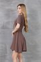 Women's Coffee Color Short Sleeve Etegi Flounce Crepe Classic Dress 700-3752 - 4