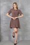Women's Coffee Color Short Sleeve Etegi Flounce Crepe Classic Dress 700-3752 - 6