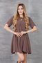 Women's Coffee Color Short Sleeve Etegi Flounce Crepe Classic Dress 700-3752 - 3