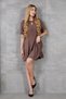 Women's Coffee Color Short Sleeve Etegi Flounce Crepe Classic Dress 700-3752