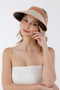 Houndstooth patterned visor adjustable straw hat