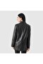 Black Women's Classic Leather Blazer Jacket [Tg810062] - 4