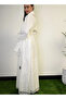 Silver Glow White Abaya With Sequin Embellishments - 2