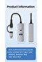 3 Port Network & Data Adapter: Rj45 Lan + USB 3.0 + Type-C Input |   Metal Case - 2