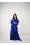 Dark Blue Bling Open Abaya 3 Pieces Set - 3